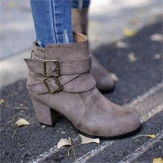 QNIGIRLS Buckled Ankle Boots