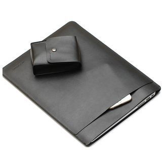 ACE COAT Faux Leather Laptop Sleeve with Pouch - MacBook