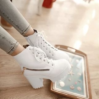 Pastel Pairs Short Lace-Up Chunky Heel Platform Boots