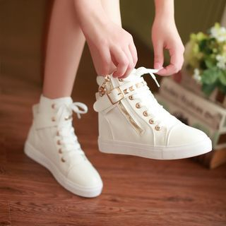 Shoes Galore Buckled Zip-up Lace Up Ankle Boots