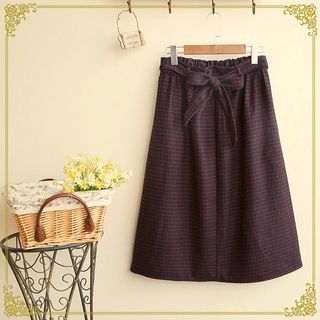 Fairyland Check Tie-Waist A-Line Skirt
