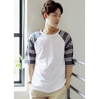 JOGUNSHOP Striped Raglan-Sleeve Cotton T-Shirt