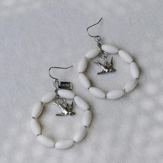 MyLittleThing White Pigeon Circle Earrings