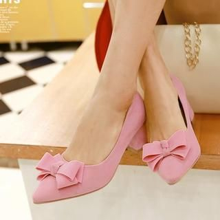 Colorful Shoes Bow-Accent Chunky-Heel Pumps