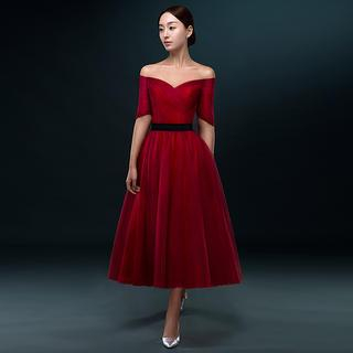 Royal Style Strapless Midi Cocktail Dress