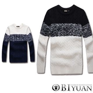 OBI YUAN Colour Block Ribbed Sweater
