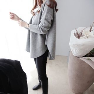 DAILY LOOK Textured-Sleeve Wool Blend Knit Top