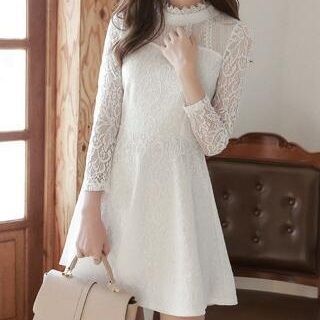 Aikoo Long-Sleeve Lace Dress