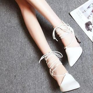 JY Shoes Lace-Up Pointy Pumps
