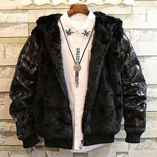 Rockedge Paneled Hooded Furry Zip Jacket