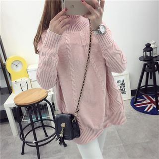 Qimi Oversized Stand Collar Sweater