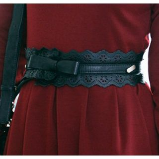 Bow-Accent Faux-Leather Belt Black - One Size