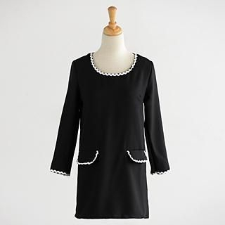 QZ Lady Scalloped-Trim Dress Black - One Size