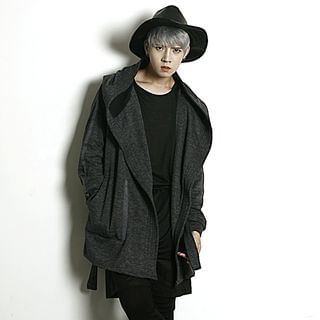 Rememberclick Hooded Oversized Contrast-Trim Jacket