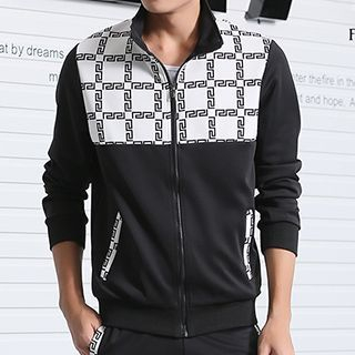 Hyung Set: Print Panel Zip Jacket + Sweatpants