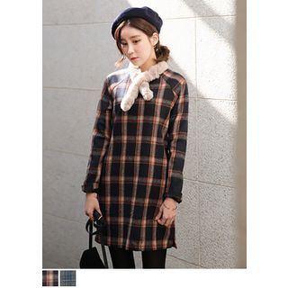 J-ANN Raglan-Sleeve Check Dress