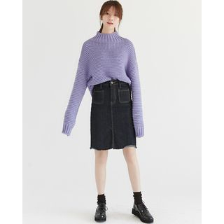 Someday, if Mock-Neck Wool Blend Sweater