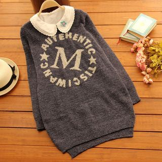 Viana Smile Maternity Letter Collared Sweater