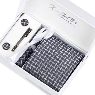 Xin Club Patterned Neck Tie Gift Set Black - One Size