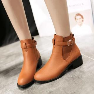 Pastel Pairs Faux Leather Buckled Ankle Boots