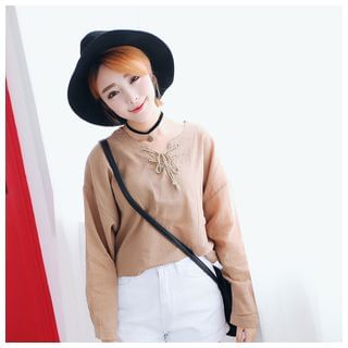 Sens Collection Long-Sleeve Lace-Up Blouse