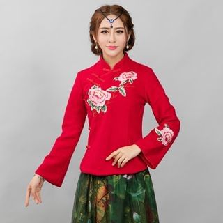 Diosa Long-Sleeve Embroidered Top