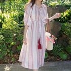 Elbow-Sleeve Slit-Side Printed Dress от YesStyle.com INT Elbow-Sleeve Slit-Side Printed Dress от YesStyle.com INT