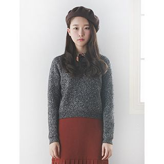 FROMBEGINNING Wool Blend M lange Rib-Knit Sweater