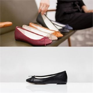 SHOES ROOM Bow-Accent Flats