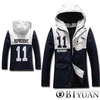 OBI YUAN Paneled Number Hooded Jacket