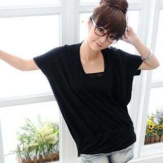 Bubble-Hem Dolman-Sleeve Top
