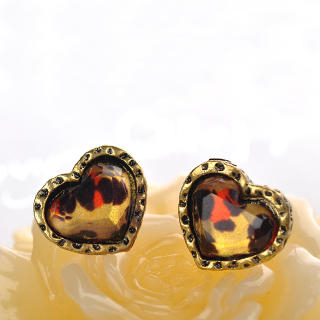 Fit-to-Kill Leopard Print Heart Earrings  Brown - One Size