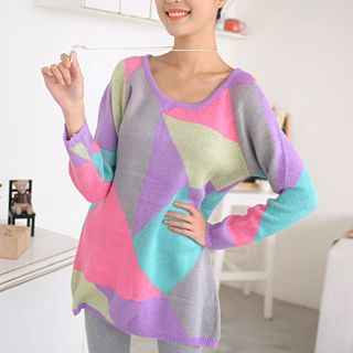 59 Seconds Color-Block Long Sweater Multicolor - One Size