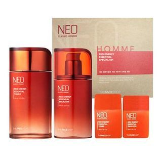 The Face Shop Neo Classic Homme Red Energy Essential Set: Toner 140ml + 30ml + Emulsion 110ml + 30ml 4pcs