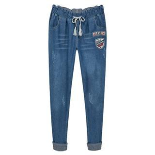 PEPER Band-Waist Appliqu  Jeans