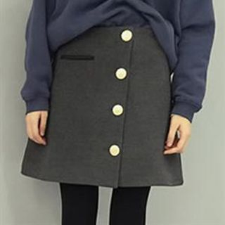 Champi Button Woolen Skirt