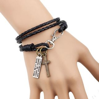 KINNO Cross Faux Leather Layered Bracelet