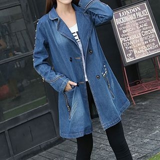 Quintess Studded Denim Long Jacket