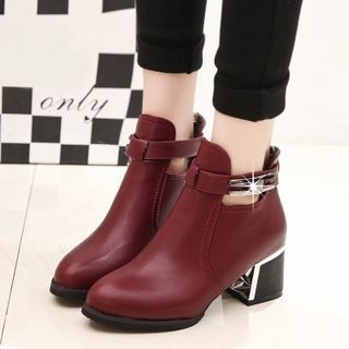 Amy Shoes Block Heel Pointy Ankle Boots