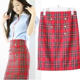 High-Waist Plaid Skirt