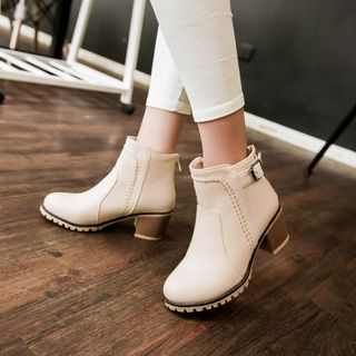 Colorful Shoes Block Heel Strapped Short Boots