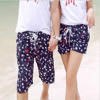 Sunset Hours Couple Star Print Shorts