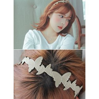 kitsch island Faux Leather Butterfly Head Band