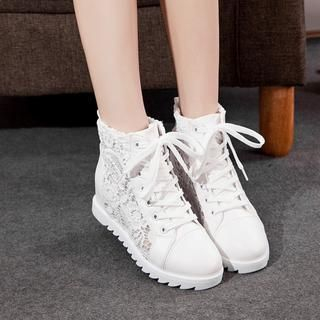 Shoes Galore Lace Hidden Wedge High-Top Sneakers