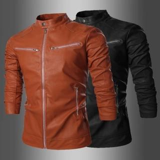 Bay Go Mall Faux-Leather Stand-Collar Jacket