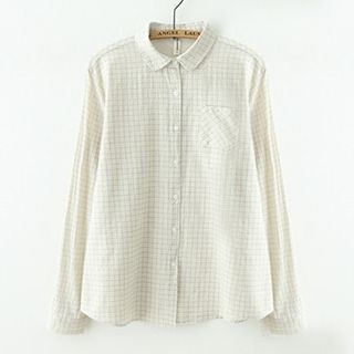 Meimei Check Linen-blend Long-Sleeve Blouse