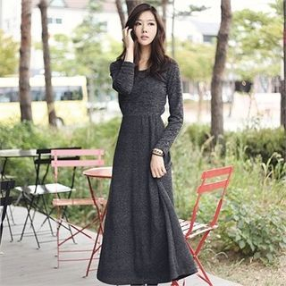 Romantic Factory Long-Sleeve Elastic-Waist Maxi Dress