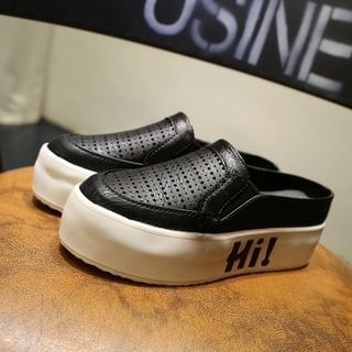 SouthBay Shoes Lettering Platform Slip-Ons
