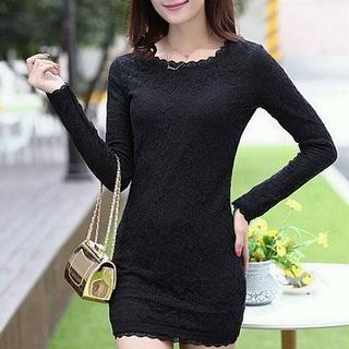 Fashion Street Crochet Long-Sleeve Dress