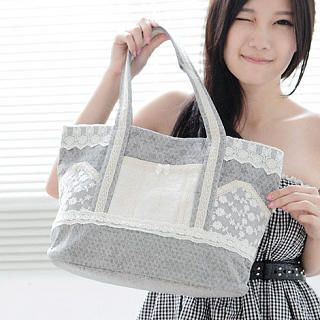Lace-Panel Tote